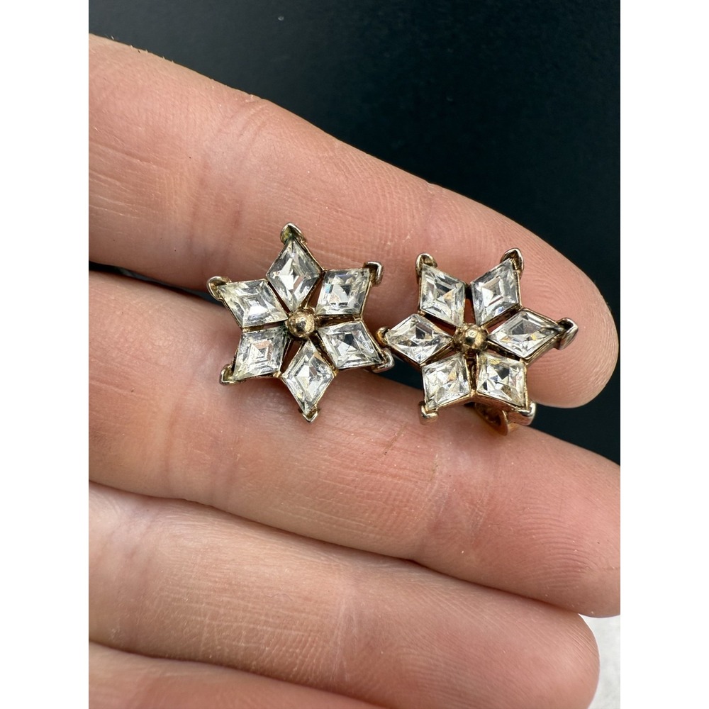 Vintage Trifari Clip On Earrings‎ Rhinestone 1952 Phillipe Twinkle